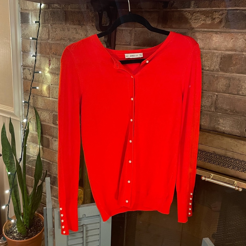 Red Zara cardigan